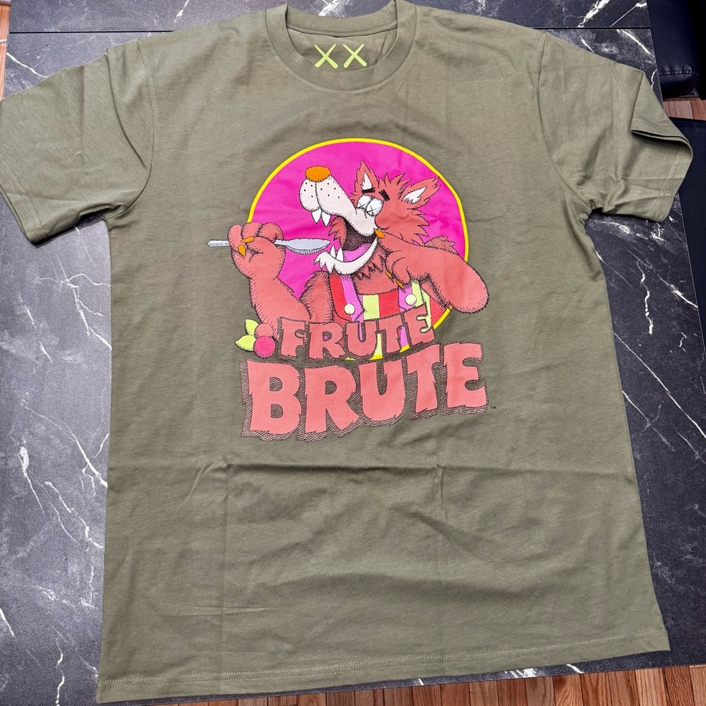KAWS x General Mills Frute Brute Tee Green Mens L Brand New Graphic Shirt